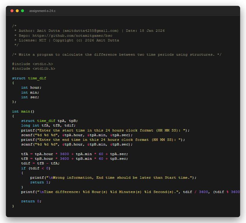 Write a program to calculate the difference between two time periods using structures.